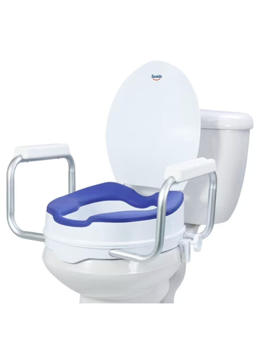Soaids 5" Raised Toilet Seat with Handles Padded Cushion Round 300 lb Seniors